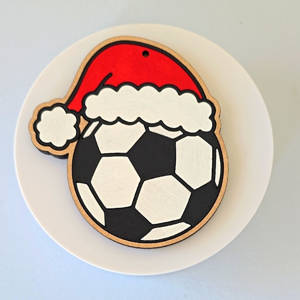 Custom Wooden Soccer Ball Ornament